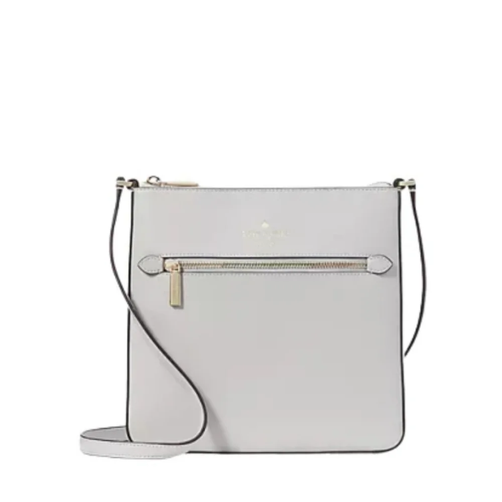 Kate Spade NY Sadie North South Crossbody Platinum Gray Saffiano Leather EUC